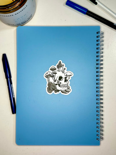 Mushroom Skull Vinyl Sticker, 3x2.6 in.