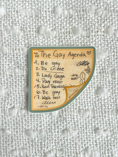 Gay Agenda Vinyl Sticker, 3 x 3 in.