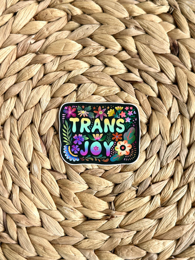 Trans Joy Vinyl Sticker, 3 x 2.5 in.