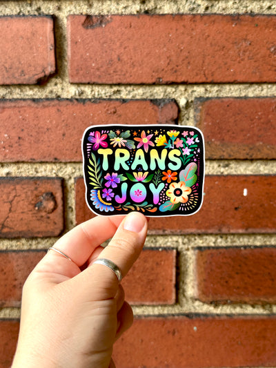 Trans Joy Vinyl Sticker, 3 x 2.5 in.