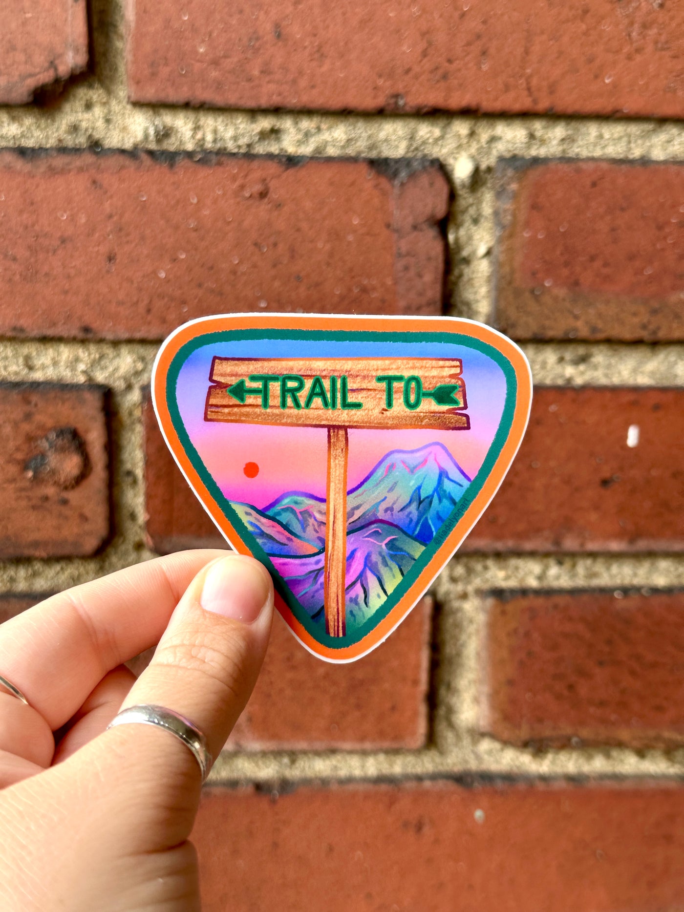Hiking Mountains Vinyl Sticker, 3 x 2.8 in.