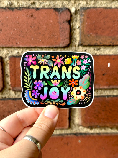Trans Joy Vinyl Sticker, 3 x 2.5 in.