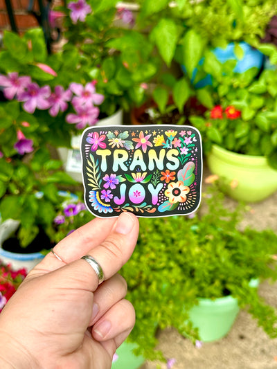 Trans Joy Vinyl Sticker, 3 x 2.5 in.