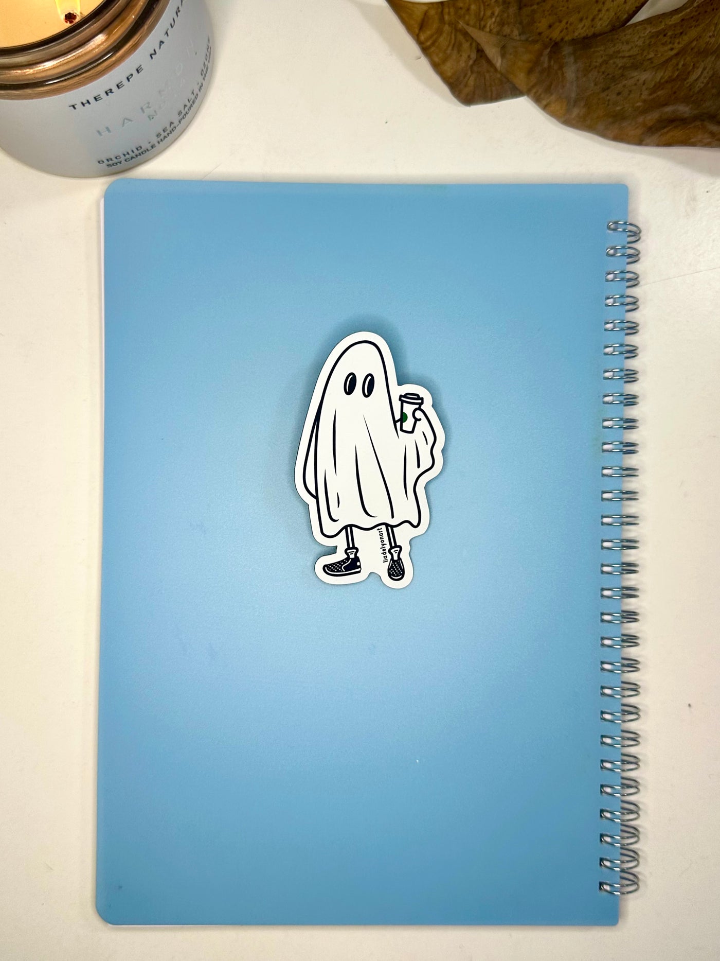Coffee Ghost Vinyl Sticker, 3x1.7 in.