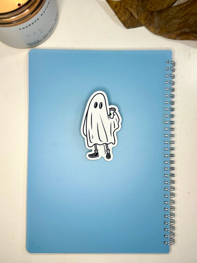 Coffee Ghost Vinyl Sticker, 3x1.7 in.