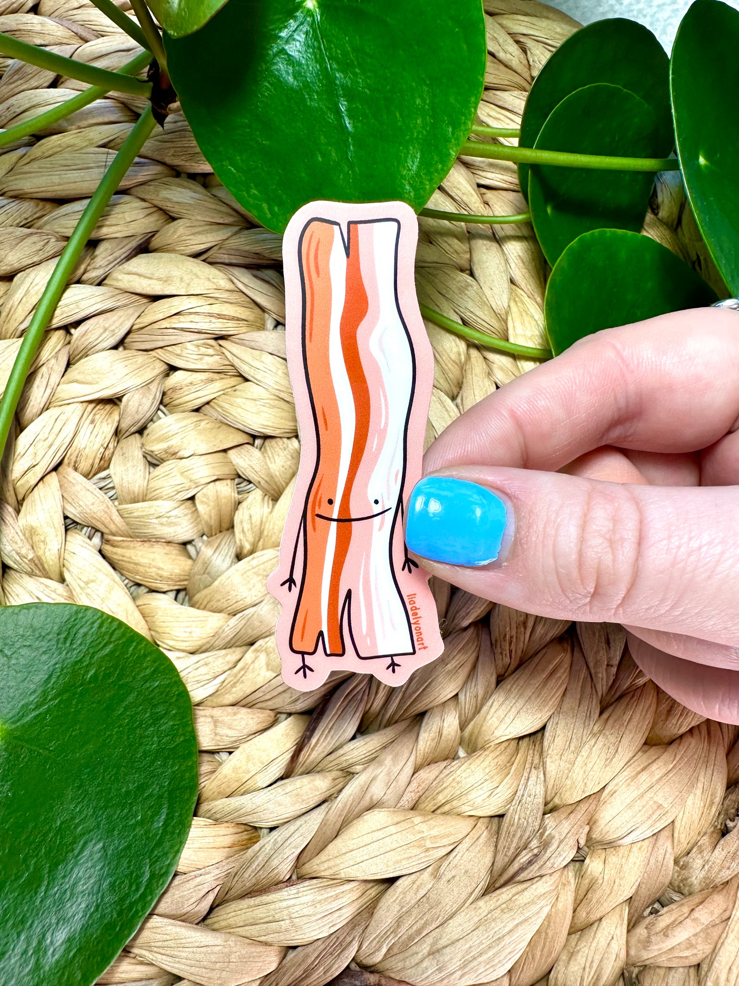 Smiling Bacon Vinyl Stiker, 3x1.1