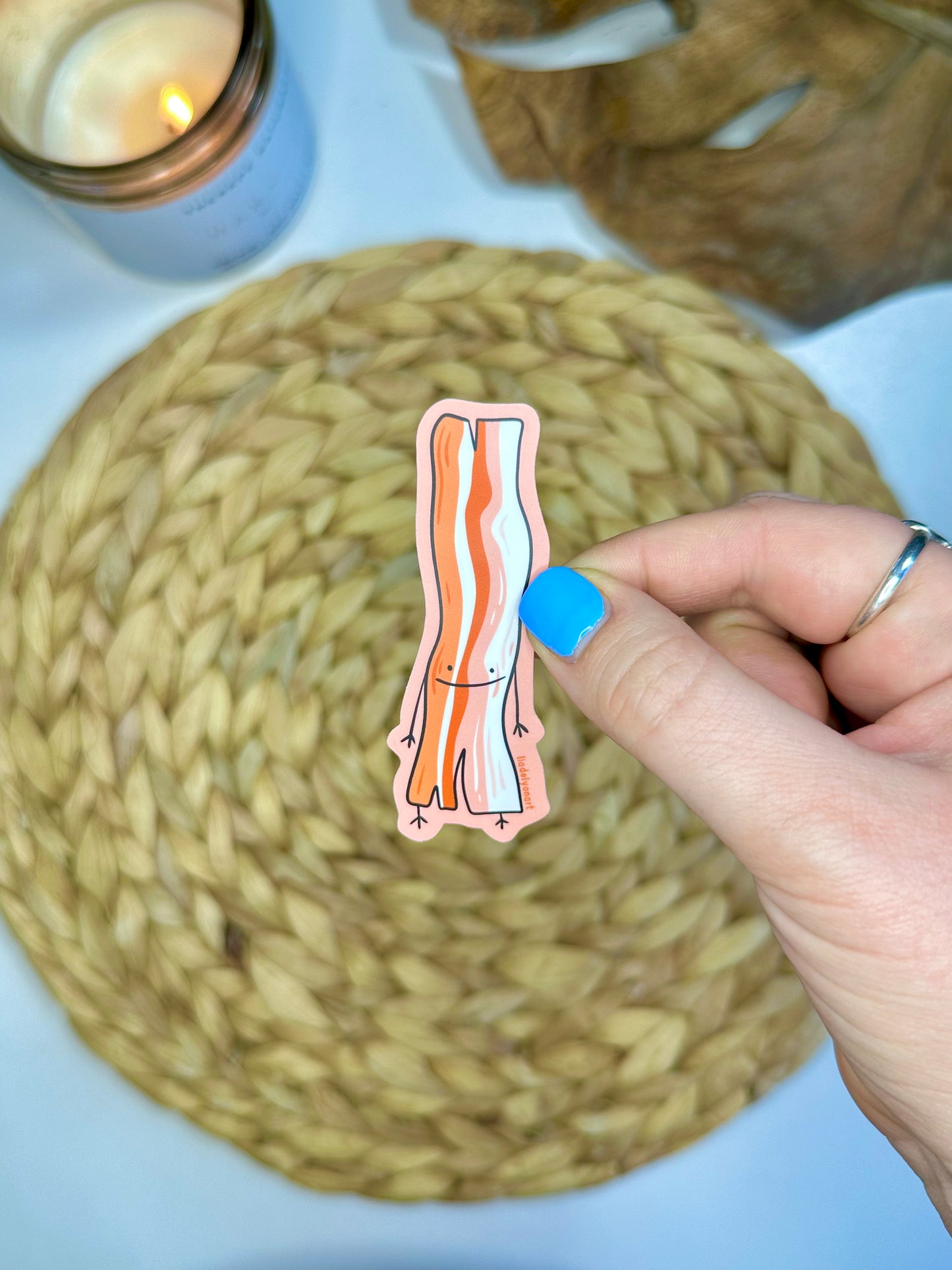 Smiling Bacon Vinyl Stiker, 3x1.1