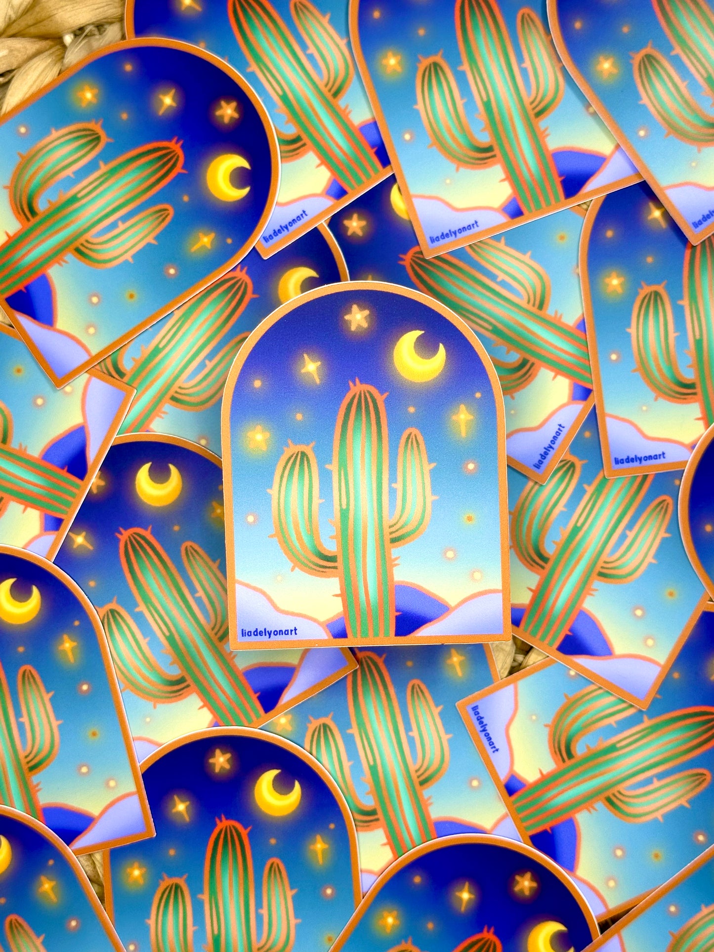 Cactus Arch Vinyl Sticker, 3x 2.3 in