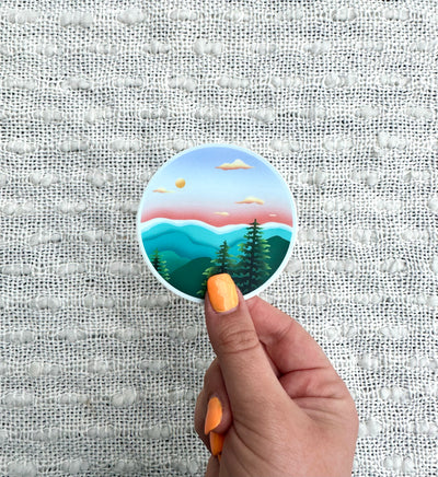 Mountain Sunset Vinyl Sticker, 3x3in.