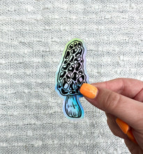 Load image into Gallery viewer, Morel Holographic Vinyl Sticker, 3.39x1.5 in.

