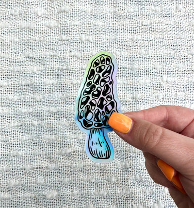 Morel Holographic Vinyl Sticker, 3.4x1.5 in.