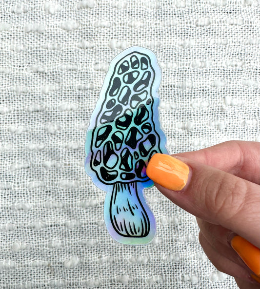 Morel Holographic Vinyl Sticker, 3.4x1.5 in.