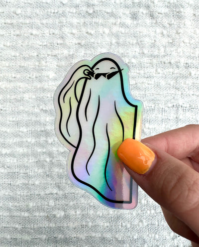 Spooky Sunglasses Holographic Vinyl Sticker, 1.8x3 in.