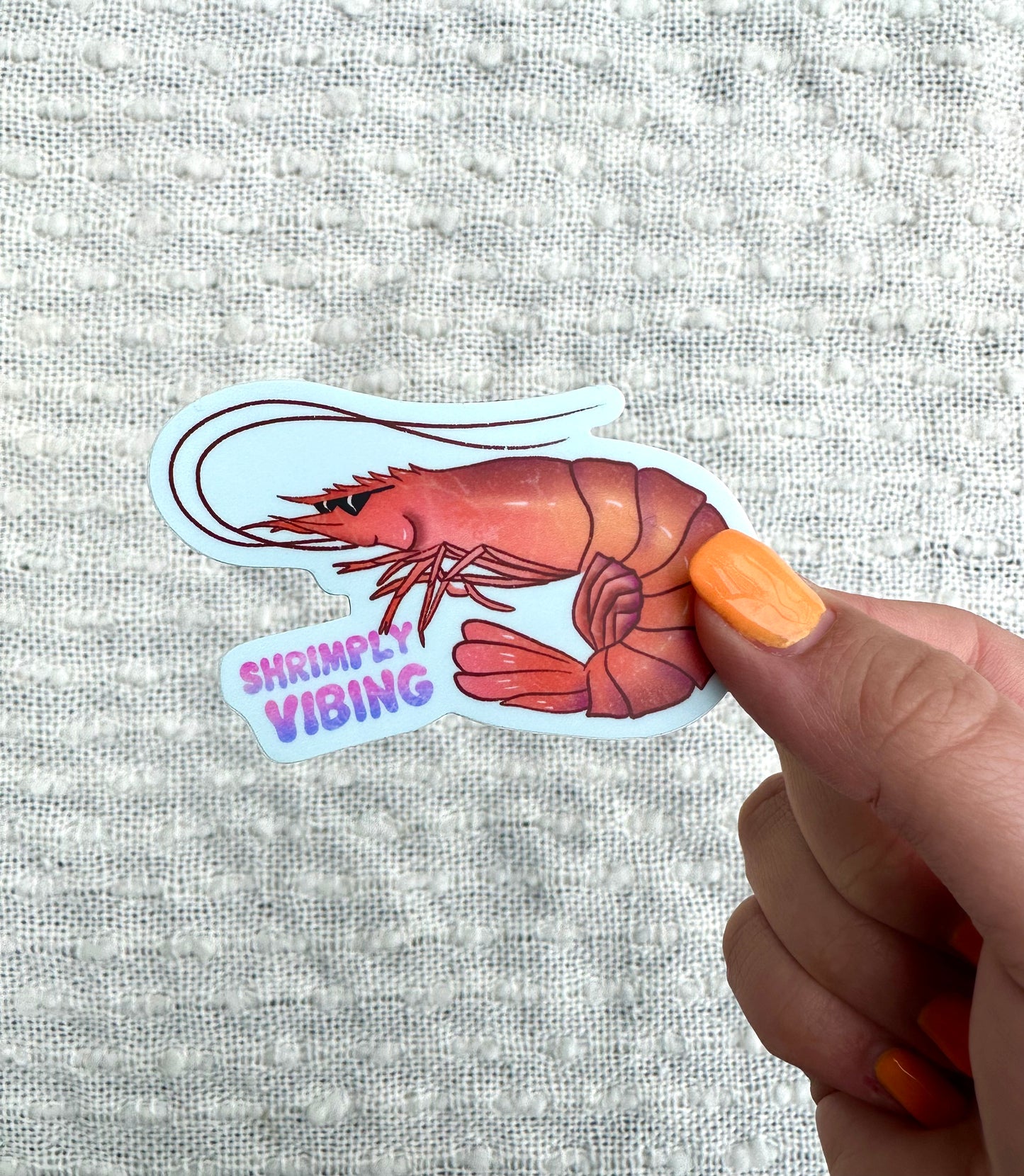 Shrimply Vibing Vinyl Sticker 2.2x3 in.
