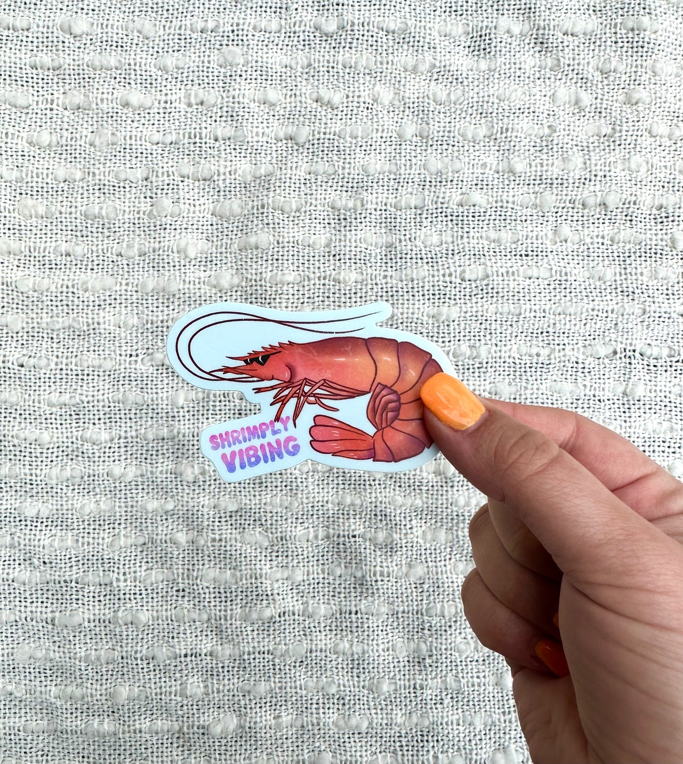 Shrimply Vibing Vinyl Sticker 2.2x3 in.
