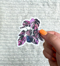 Load image into Gallery viewer, Pink Monstera Clear Vinyl Sticker, 2.5x3 in.
