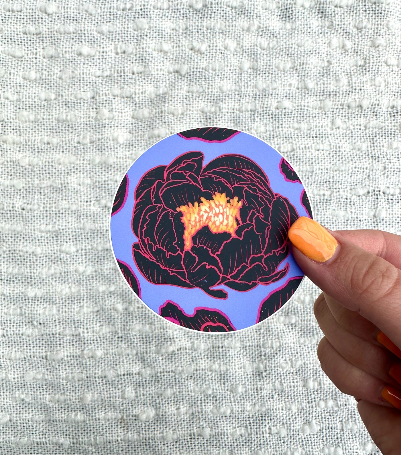 Periwinkle Peony Vinyl Sticker, 3x3 in.