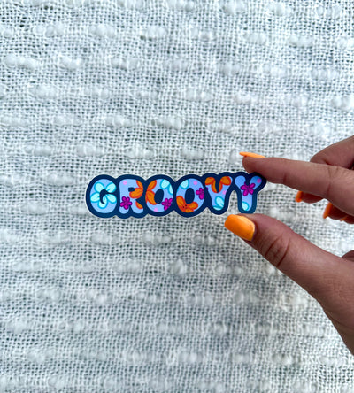 Groovy Floral Vinyl Sticker, 1x3.8 in.
