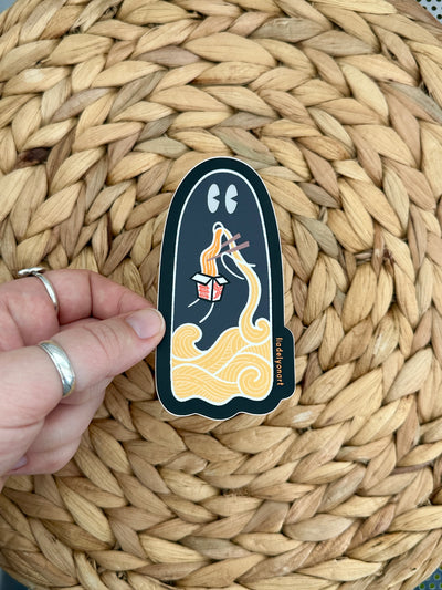 Takeout Ghost Vinyl Sticker, 2.1x4 in.