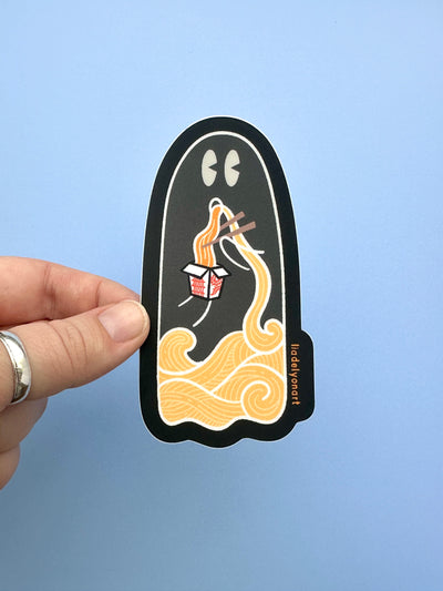 Takeout Ghost Vinyl Sticker, 2.1x4 in.