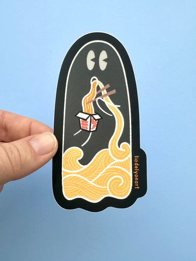 Takeout Ghost Vinyl Sticker, 2.1x4 in.