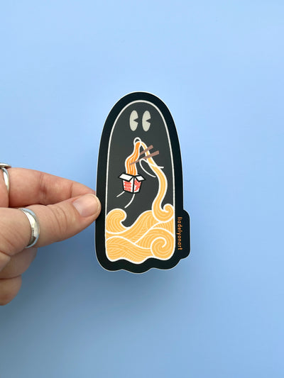Takeout Ghost Vinyl Sticker, 2.1x4 in.