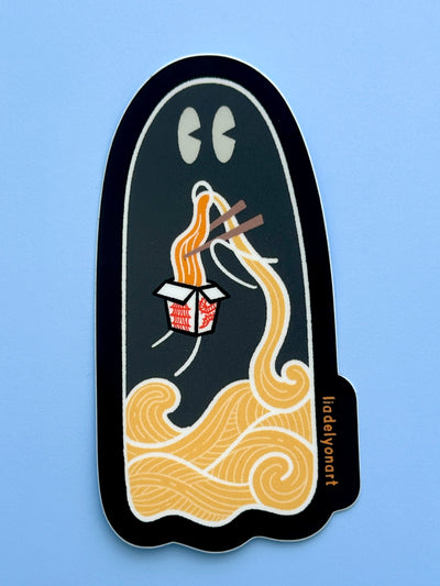 Takeout Ghost Vinyl Sticker, 2.1x4 in.
