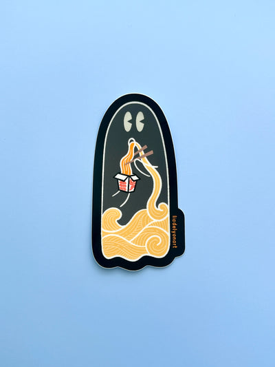 Takeout Ghost Vinyl Sticker, 2.1x4 in.