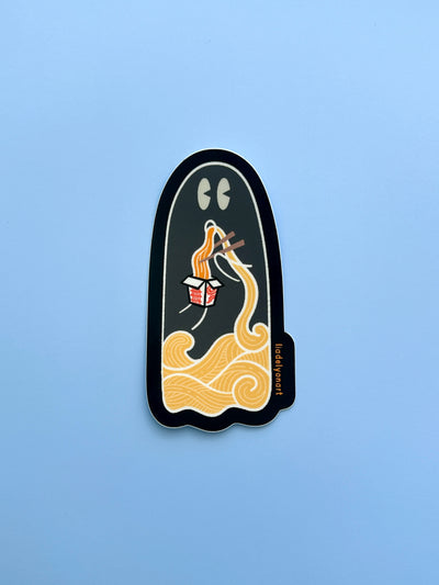 Takeout Ghost Vinyl Sticker, 2.1x4 in.