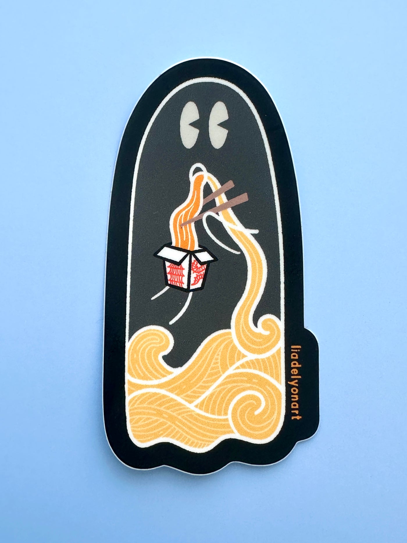 Takeout Ghost Vinyl Sticker, 2.1x4 in.