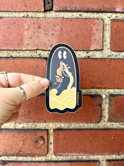 Takeout Ghost Vinyl Sticker, 2.1x4 in.
