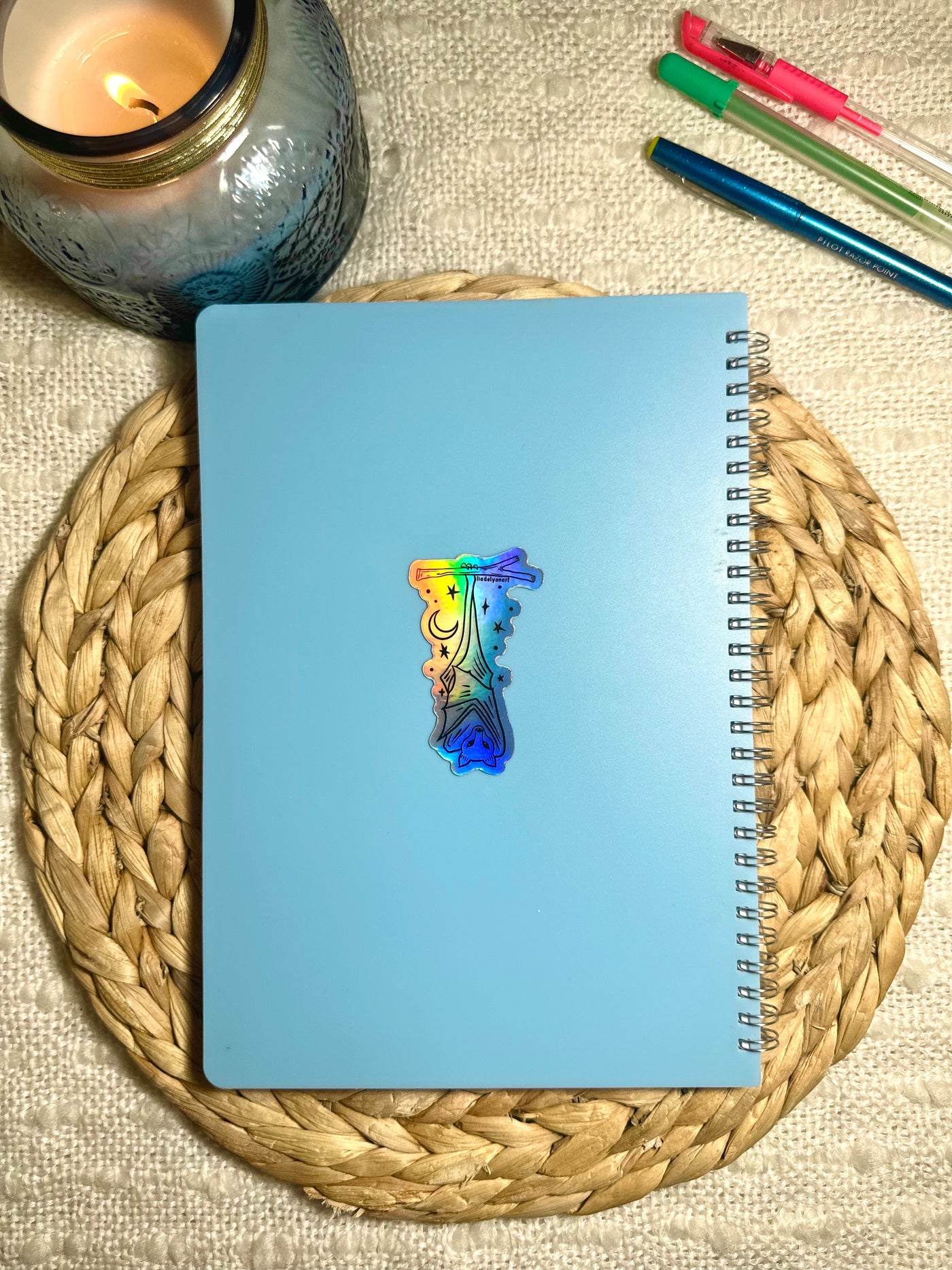 Hanging Bat Holographic Sticker, 3x1.7 in.