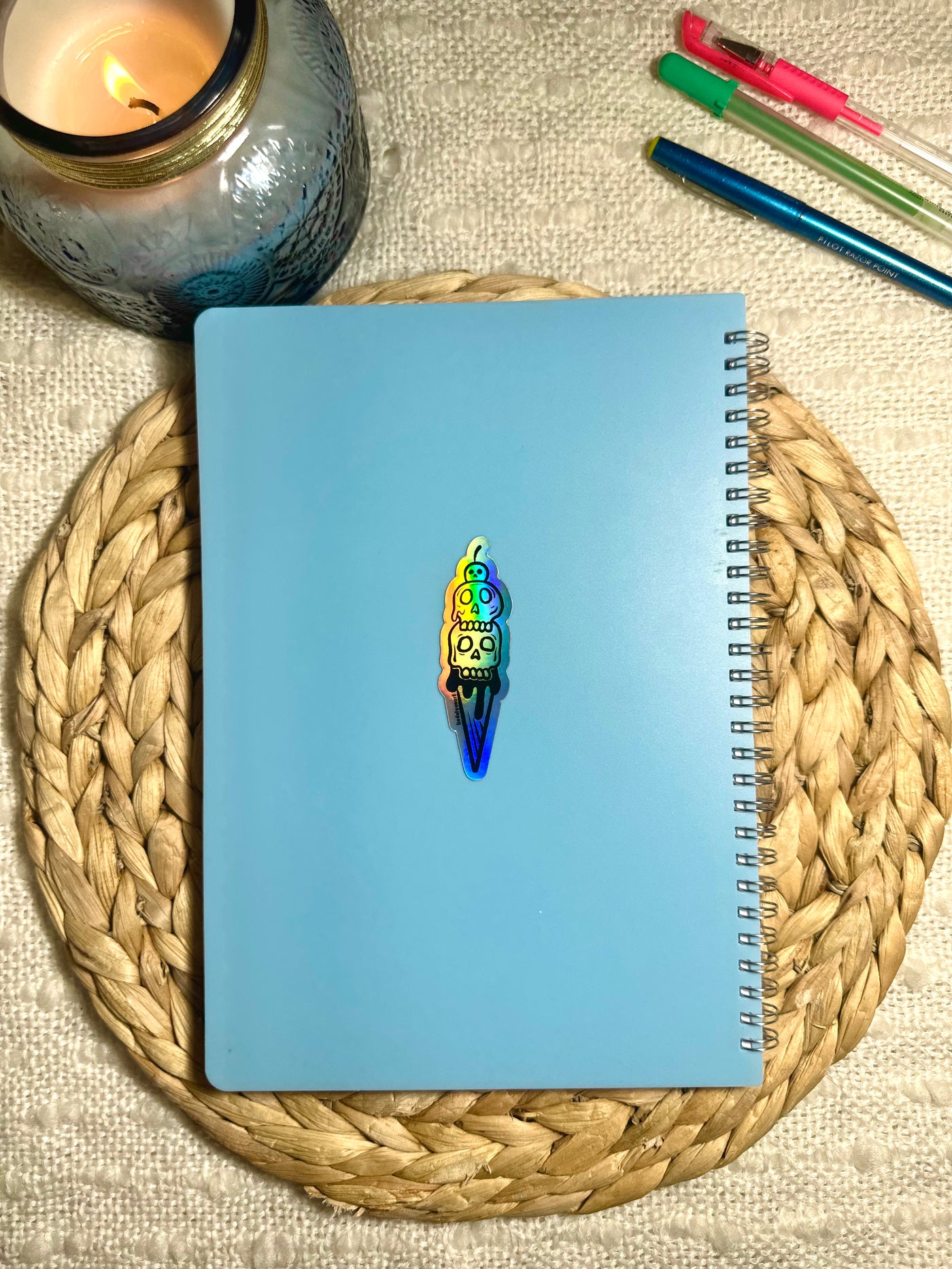 Skull Ice Cream Cone Holographic Sticker, 3.2 x 1