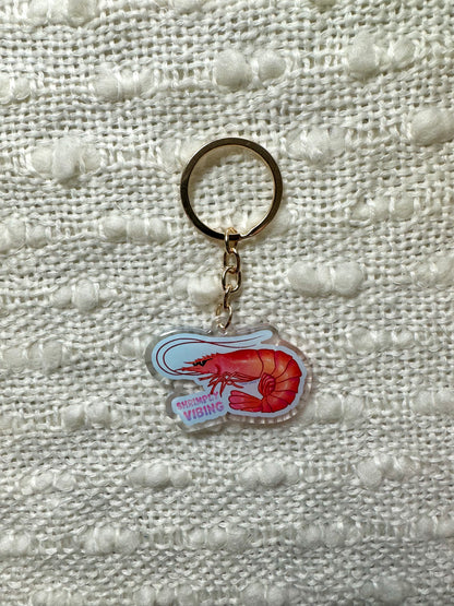 Shrimply Vibing Acrylic Keychain