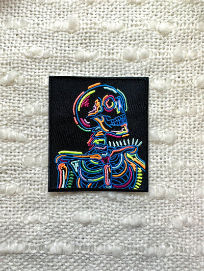 Neon Skeleton Embroidered Iron on Patch,