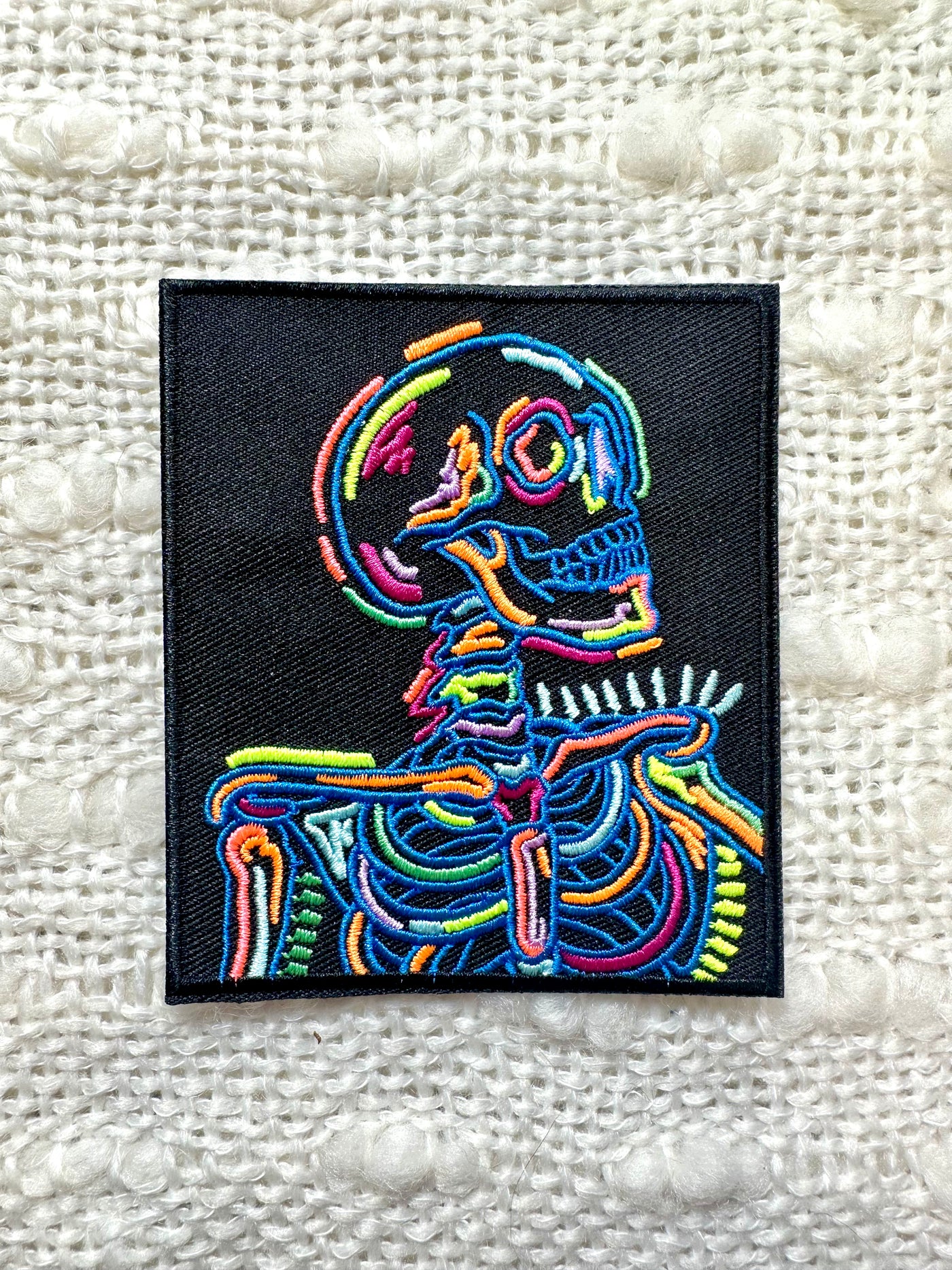 Neon Skeleton Embroidered Iron on Patch,