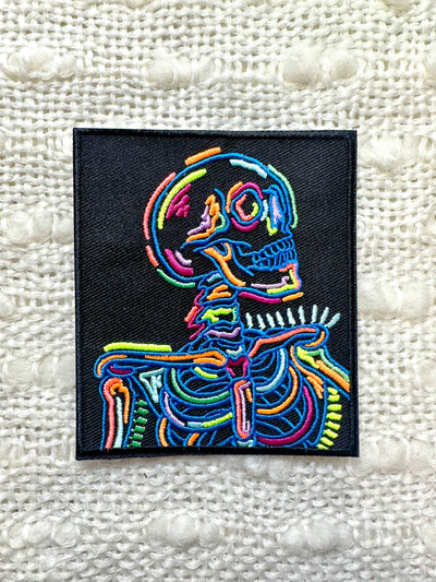 Neon Skeleton Embroidered Iron on Patch,