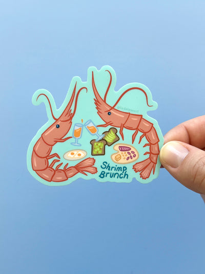 Shrimp Brunch Vinyl Sticker, 3x3 in.