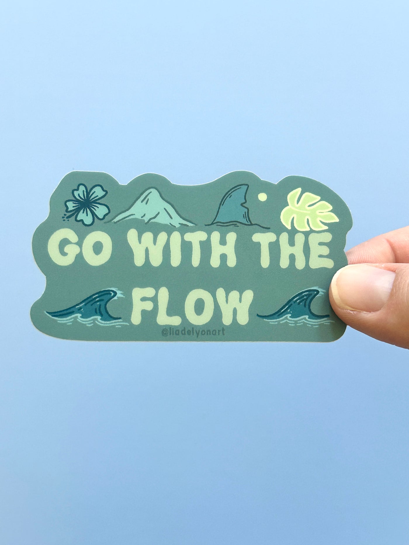Go With The Flow Vinyl Sticker, 3x1.5 in.