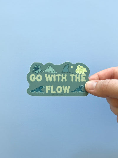 Go With The Flow Vinyl Sticker, 3x1.5 in.