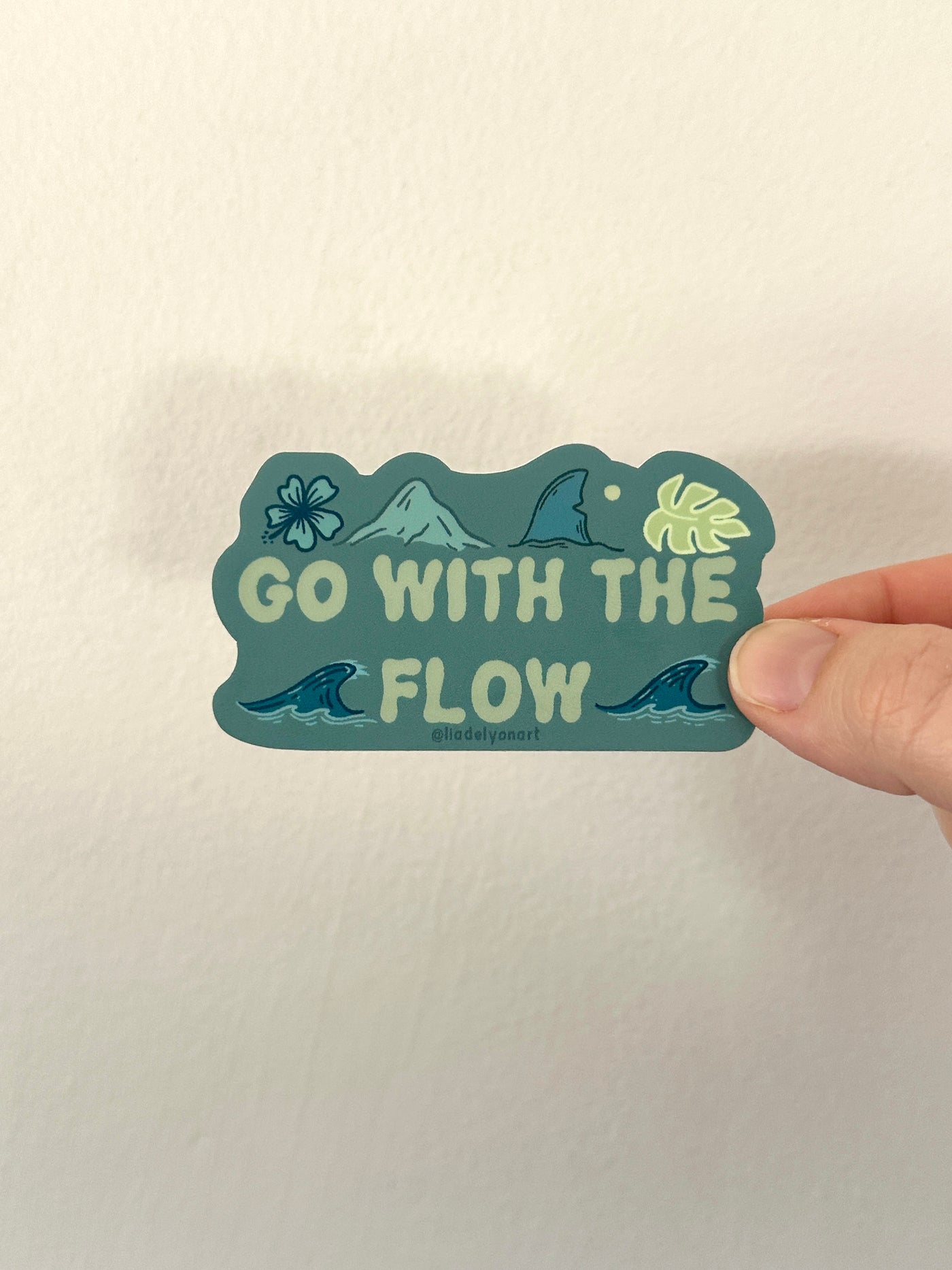 Go With The Flow Vinyl Sticker, 3x1.5 in.