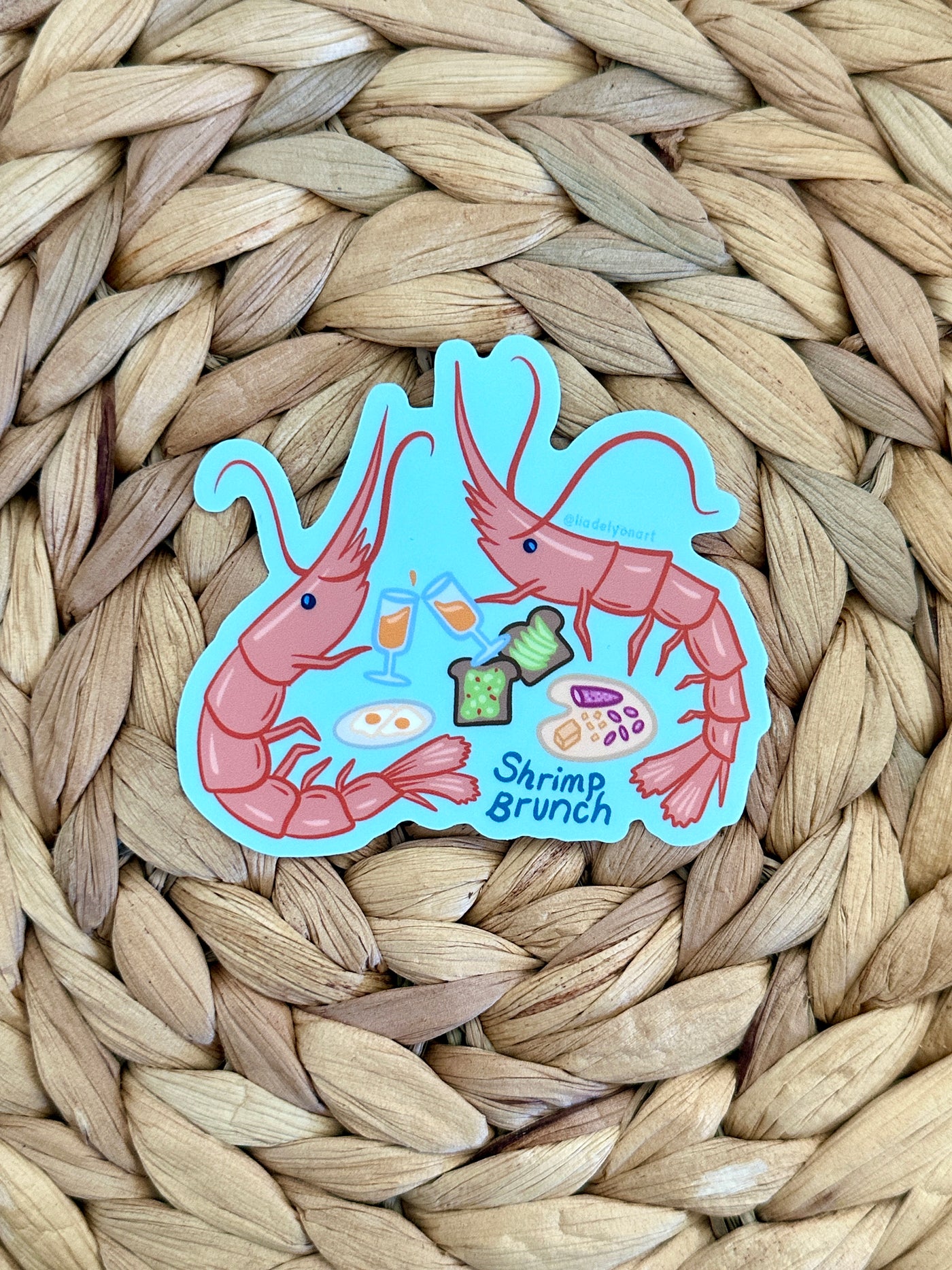 Shrimp Brunch Vinyl Sticker, 3x3 in.