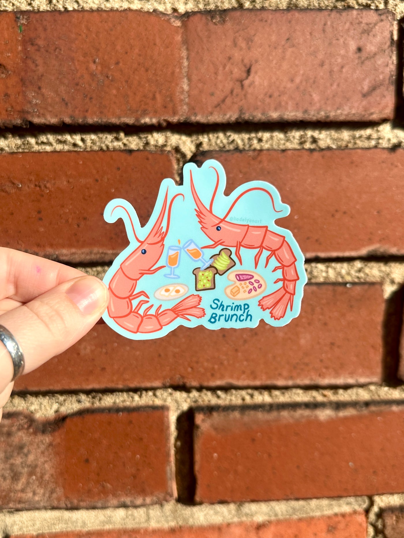 Shrimp Brunch Vinyl Sticker, 3x3 in.