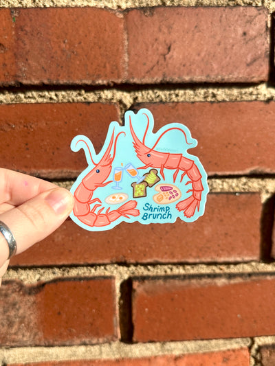 Shrimp Brunch Vinyl Sticker, 3x3 in.