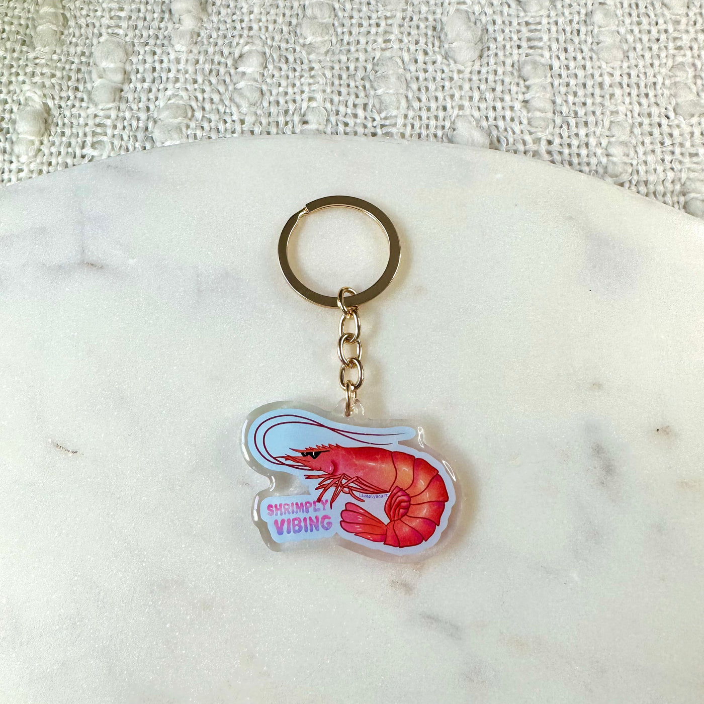 Shrimply Vibing Acrylic Keychain