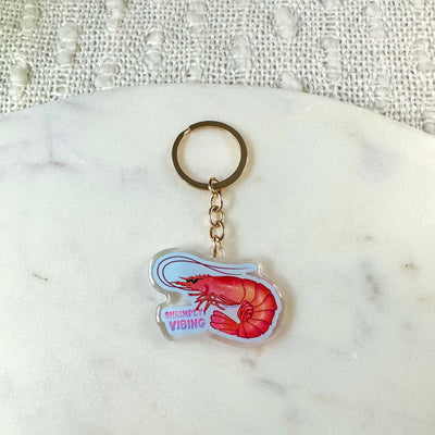 Shrimply Vibing Acrylic Keychain