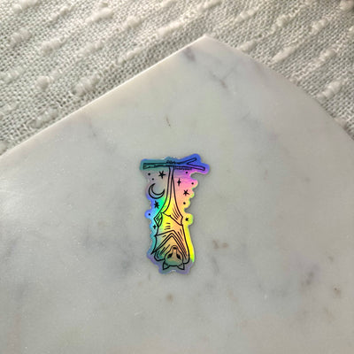 Hanging Bat Holographic Sticker, 3x1.7 in.