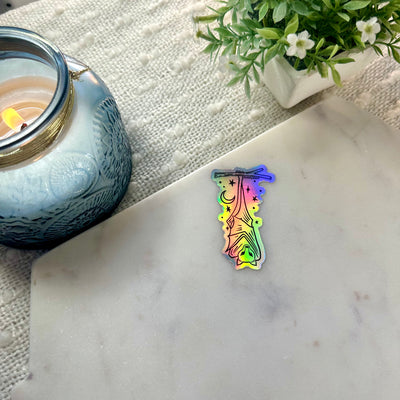 Hanging Bat Holographic Sticker, 3x1.7 in.
