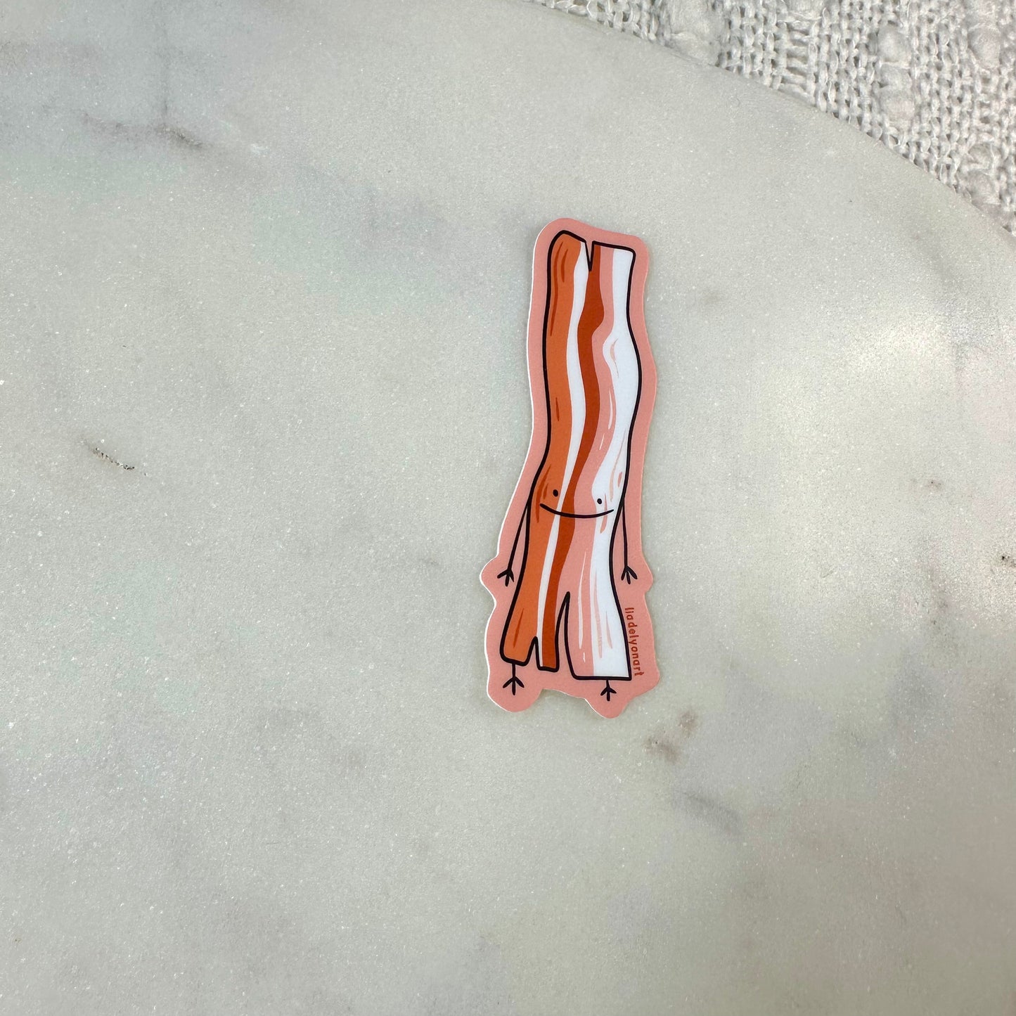 Smiling Bacon Vinyl Stiker, 3x1.1