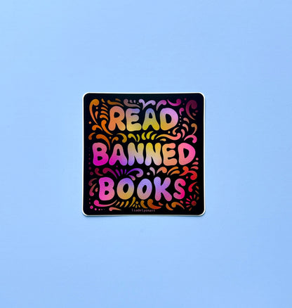 Read Banned Books Vinyl Sticker, 3x3in.